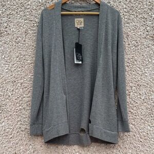 Chaser Current Distressed Gray Cardigan NWT